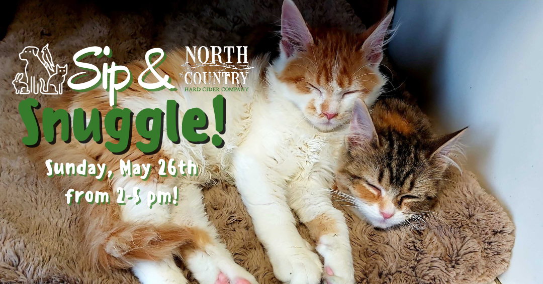 Sip & Snuggle at North Country Hard Cider Sunday, May 25th from 2-5 pm!